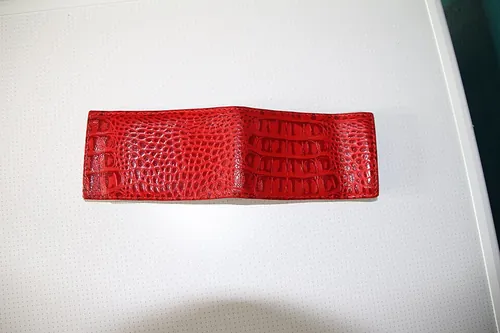Red leather credit card holder