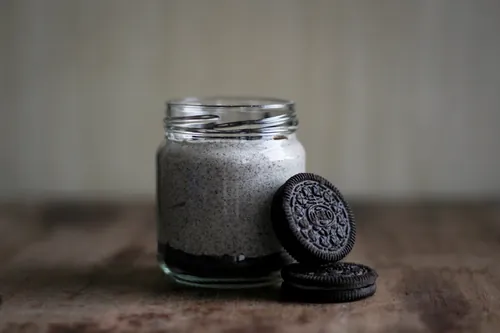 Mason jar sweet dessert oreo
