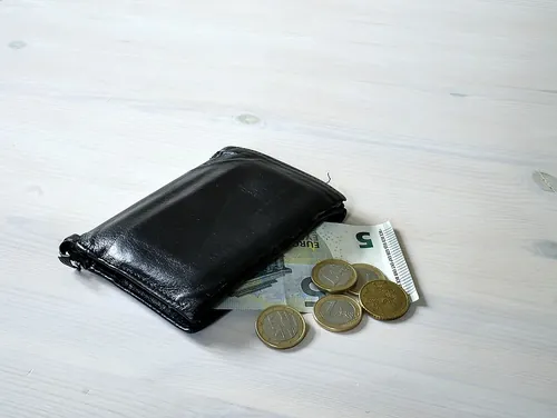 Wallet and money.